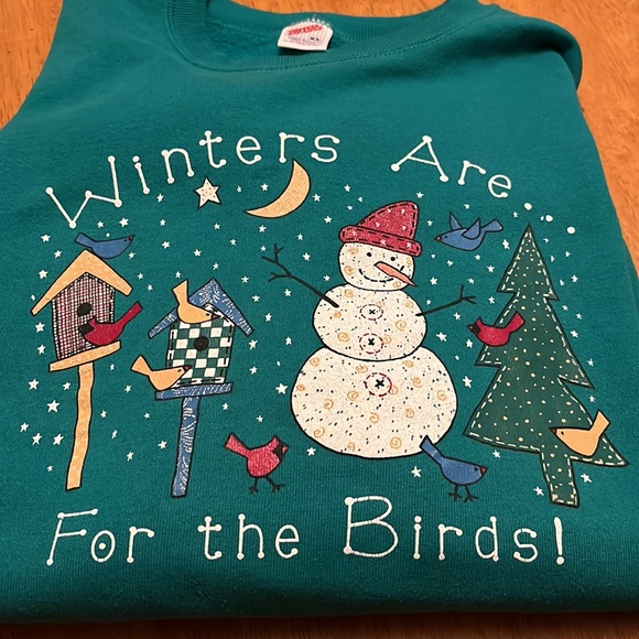 Vintage Christmas Sweat Shirt “Winters are for the Birds” Womens Size XL - Picture 6 of 12